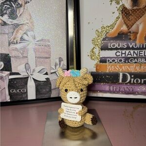 Handcrafted Emotional Support Plush Highland Cow with Floral Accents
